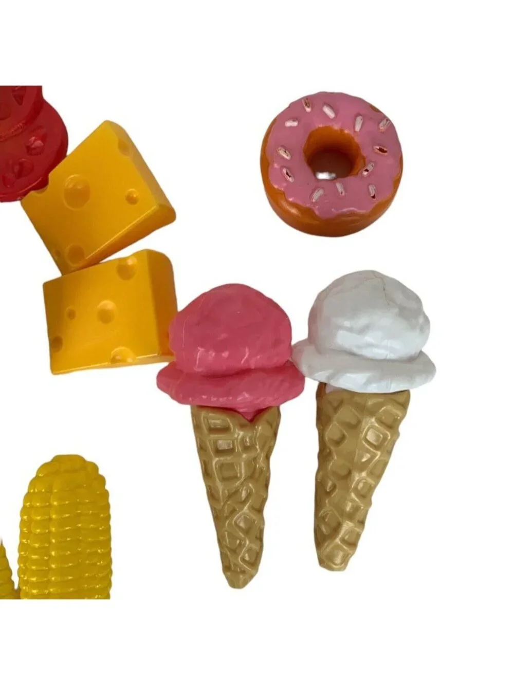 Plastic Play Food Set 35 Pieces Fruits Vegetables Cheese Bread Desserts Kitchen